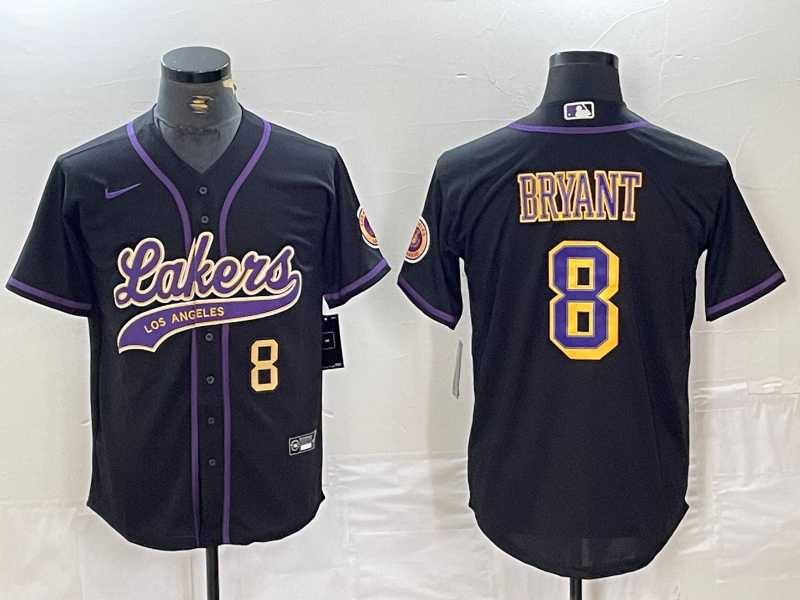 Mens Los Angeles Lakers #8 Kobe Bryant Black Cool Base Stitched Baseball Jerseys->los angeles lakers->NBA Jersey